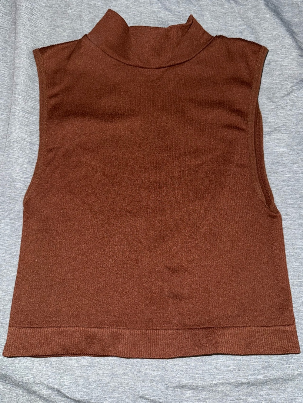 Brown Sleeveless Mock Neck Top